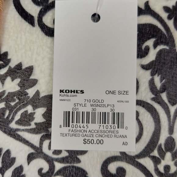 NWT SONOMA TEXTURED GAUZE CINCHED TOPPER (GOLD / OS) - Picture 14 of 14